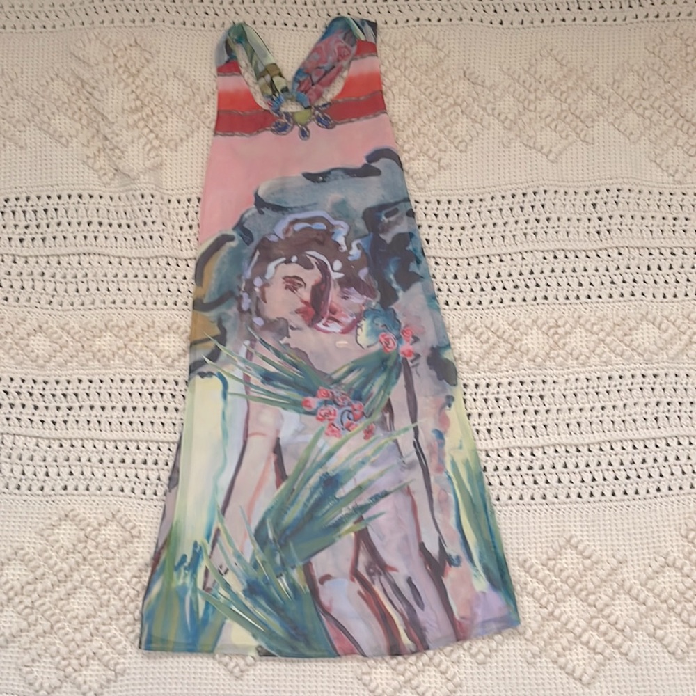 Alice+Olivia Kaylo Lola Lady Print Open Back Mini Dress Sleeveless XS